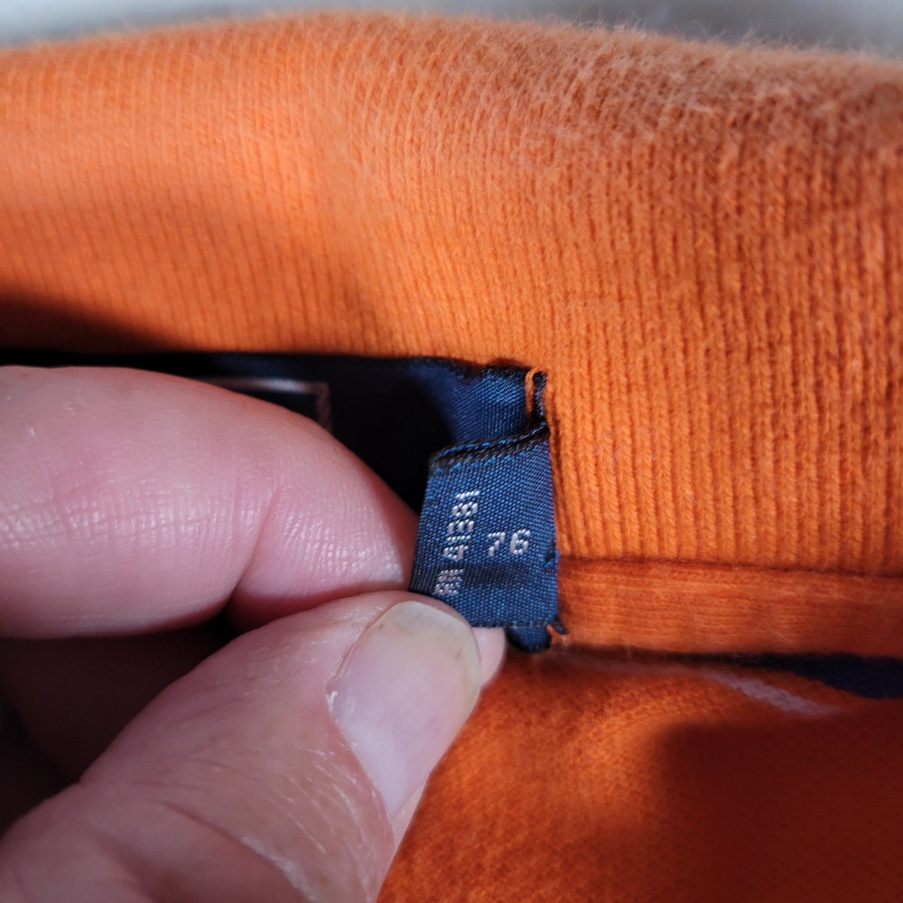 Polo Ralph Lauren Polo Shirt Mens Large Orange Blue Striped Short Sleeve Cotton - Picture 3 of 9